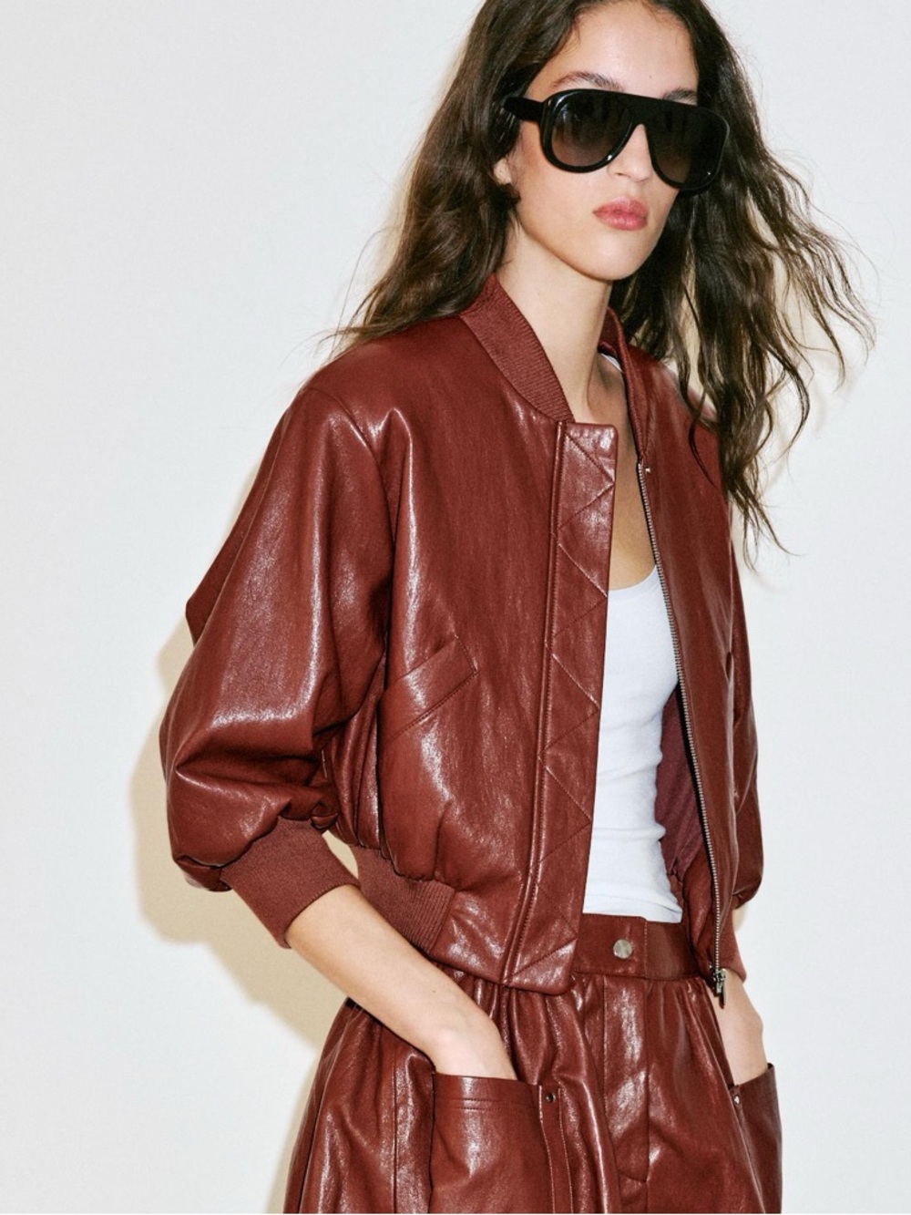 ZARA FAUX LEATHER LONG BERMUDA SHORTS - Picture 3 of 8
